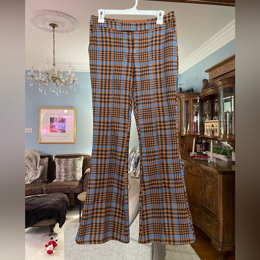 Plaid Boot Cut Flare Pants